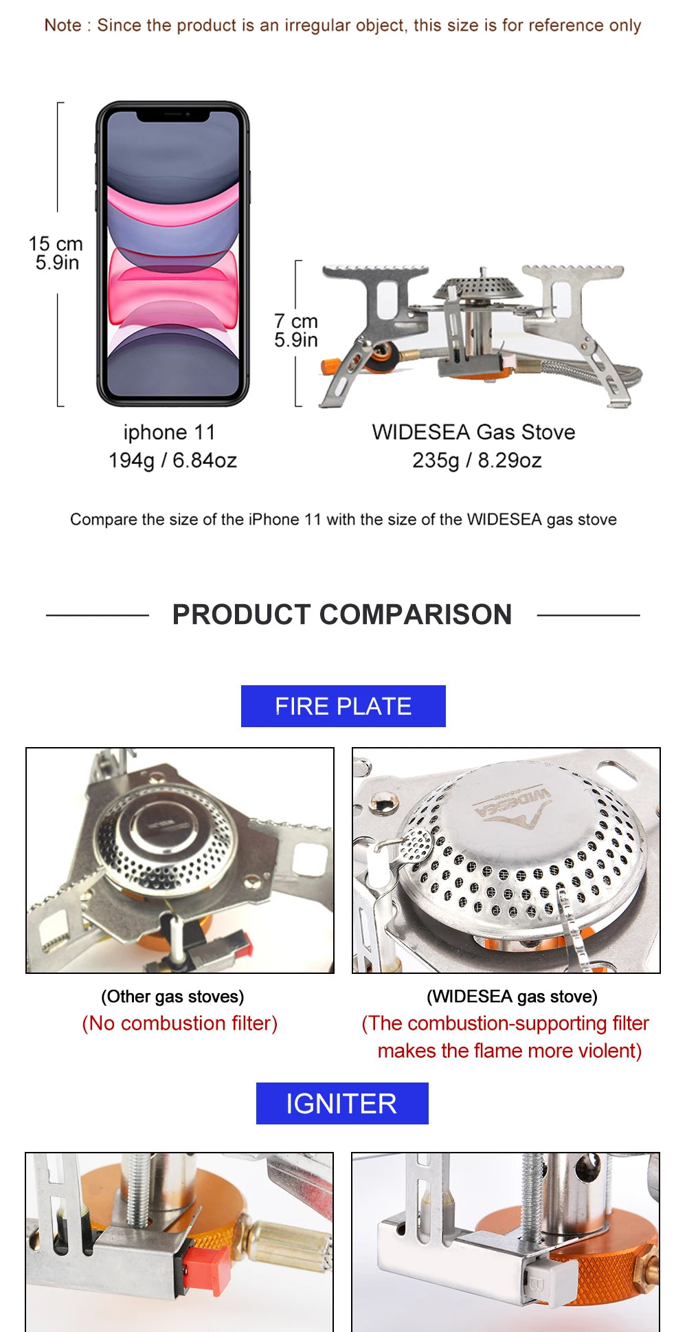 Widesea Camping Gas Stove – Strong Flame Outdoor Burner