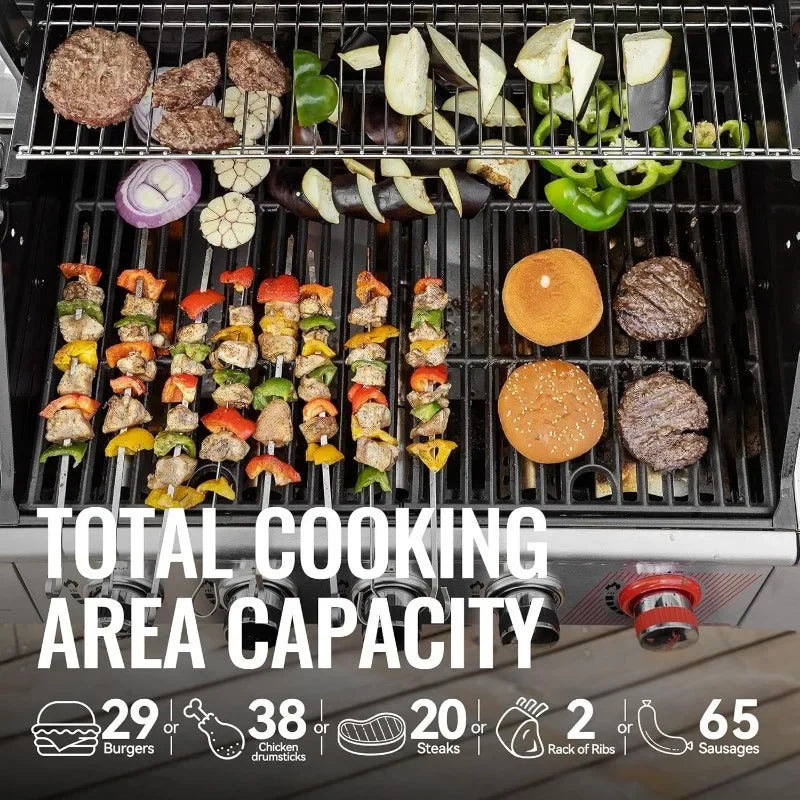 Royal Gourmet GA5401T 5-Burner Stainless Steel Propane Gas Grill with Sear & Side Burner