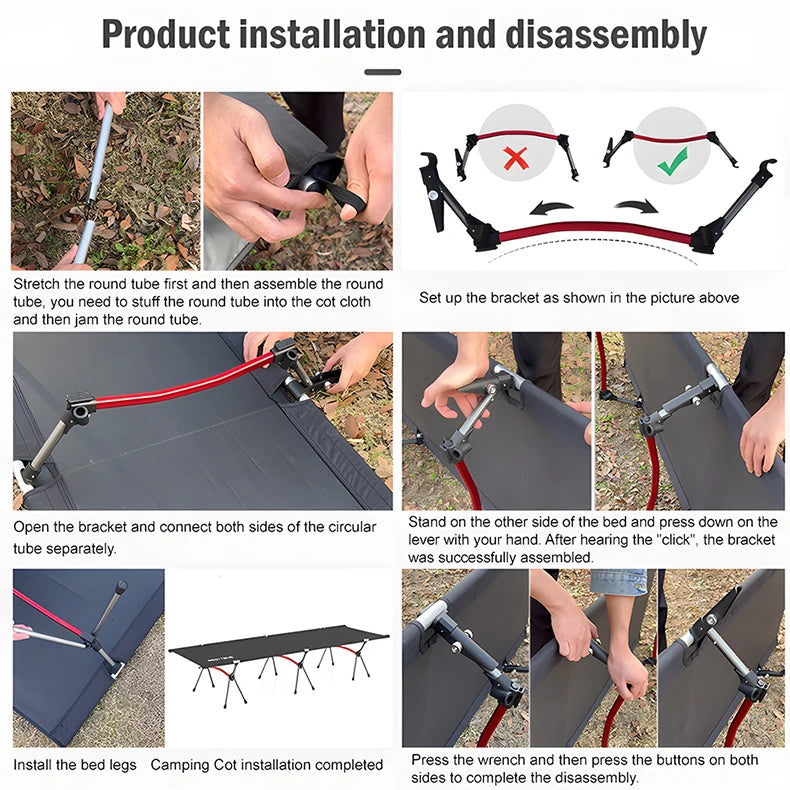 WESTTUNE Ultralight Camping Cot – Folding Bed with Leg Extenders