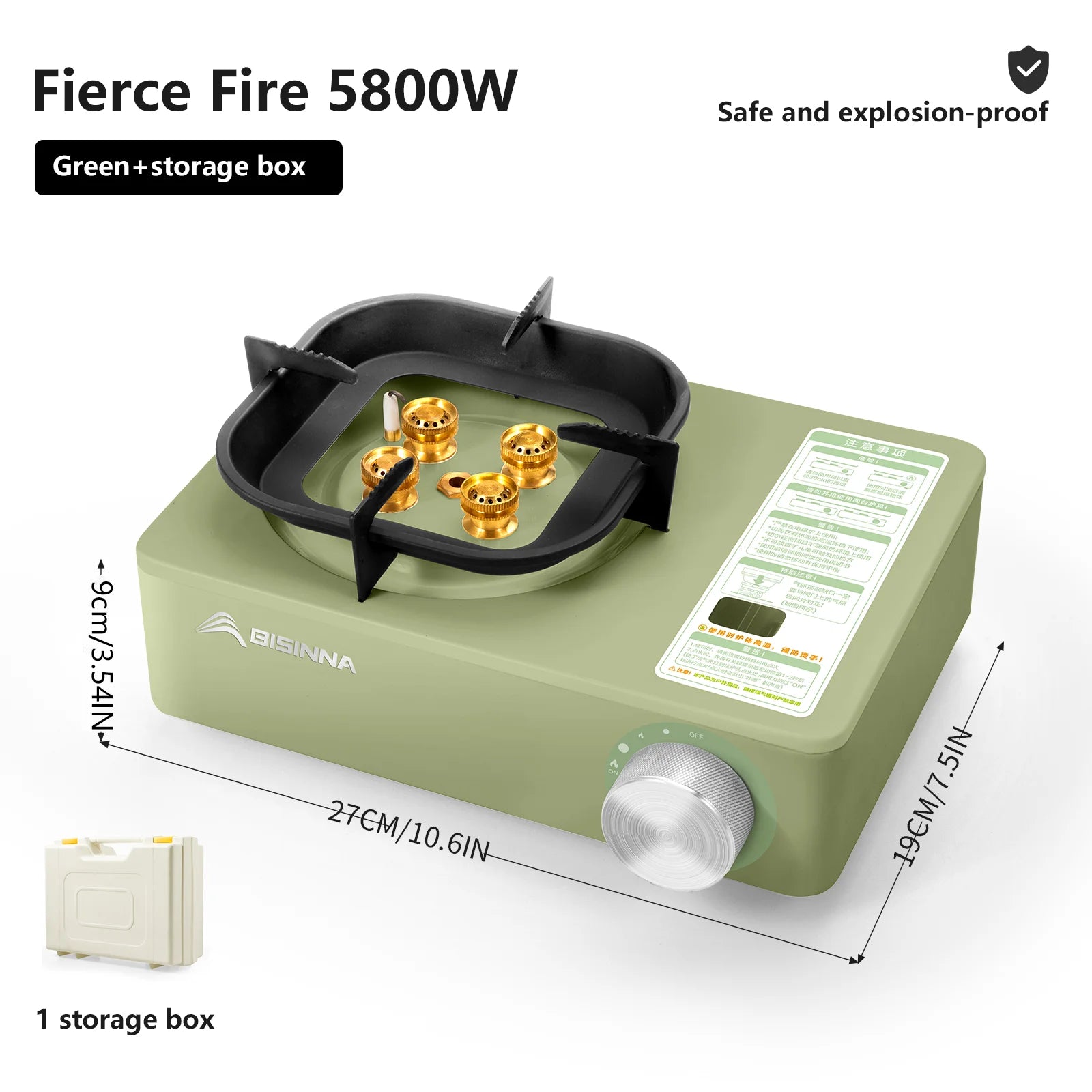 BISINNA Campi    BISINNA 5800W Portable Camping Gas Stove – High Firepower Burnerng Gas Stove 5800W High Firepower Outdoor Portable Cassette Burner for Picnic Hiking Trekking