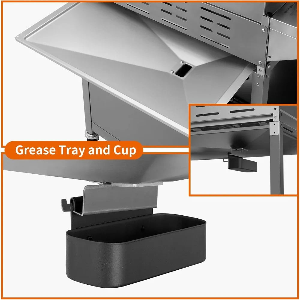 4-Burner Propane Gas BBQ Grill with Side Burner & Cast Iron Grates