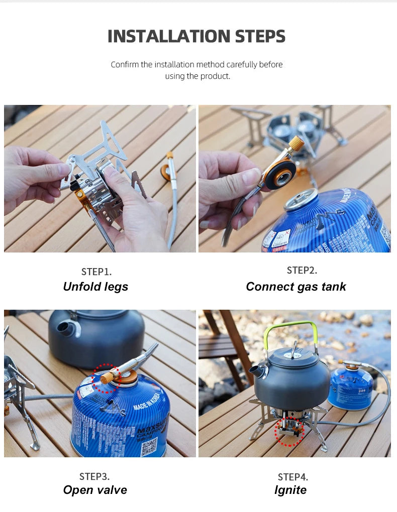 Portable 3-Head Camping Stove – Foldable Windproof Gas Burner