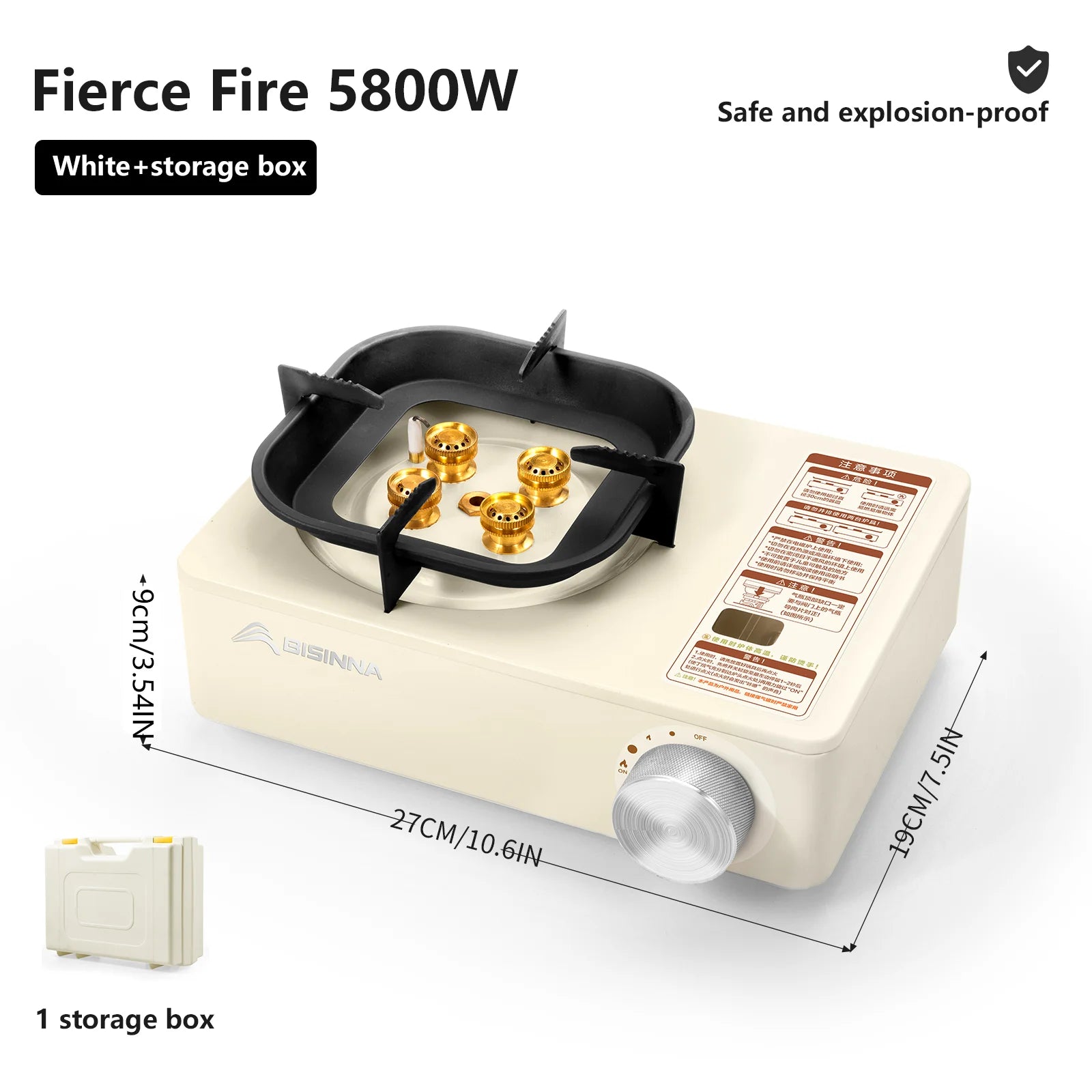 BISINNA Campi    BISINNA 5800W Portable Camping Gas Stove – High Firepower Burnerng Gas Stove 5800W High Firepower Outdoor Portable Cassette Burner for Picnic Hiking Trekking