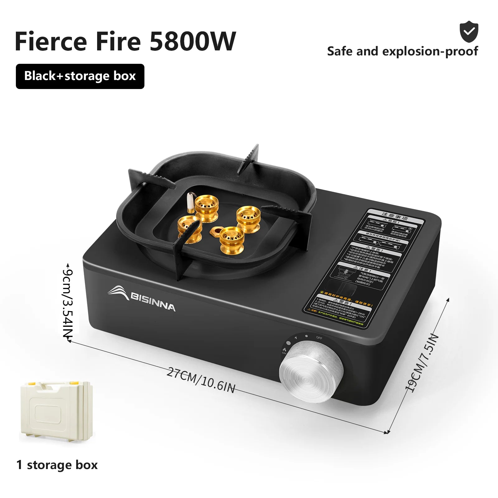 BISINNA Campi    BISINNA 5800W Portable Camping Gas Stove – High Firepower Burnerng Gas Stove 5800W High Firepower Outdoor Portable Cassette Burner for Picnic Hiking Trekking