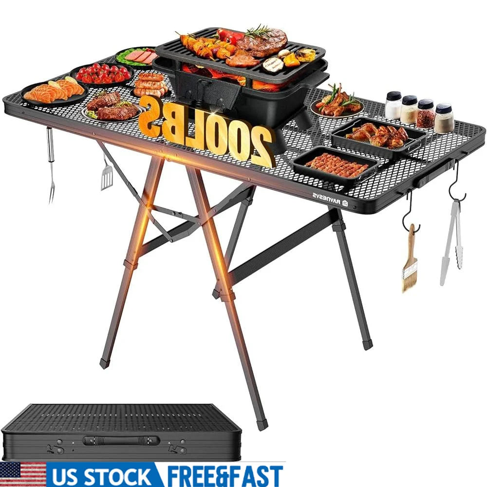 Foldable Height-Adjustable Aluminum Grill Table