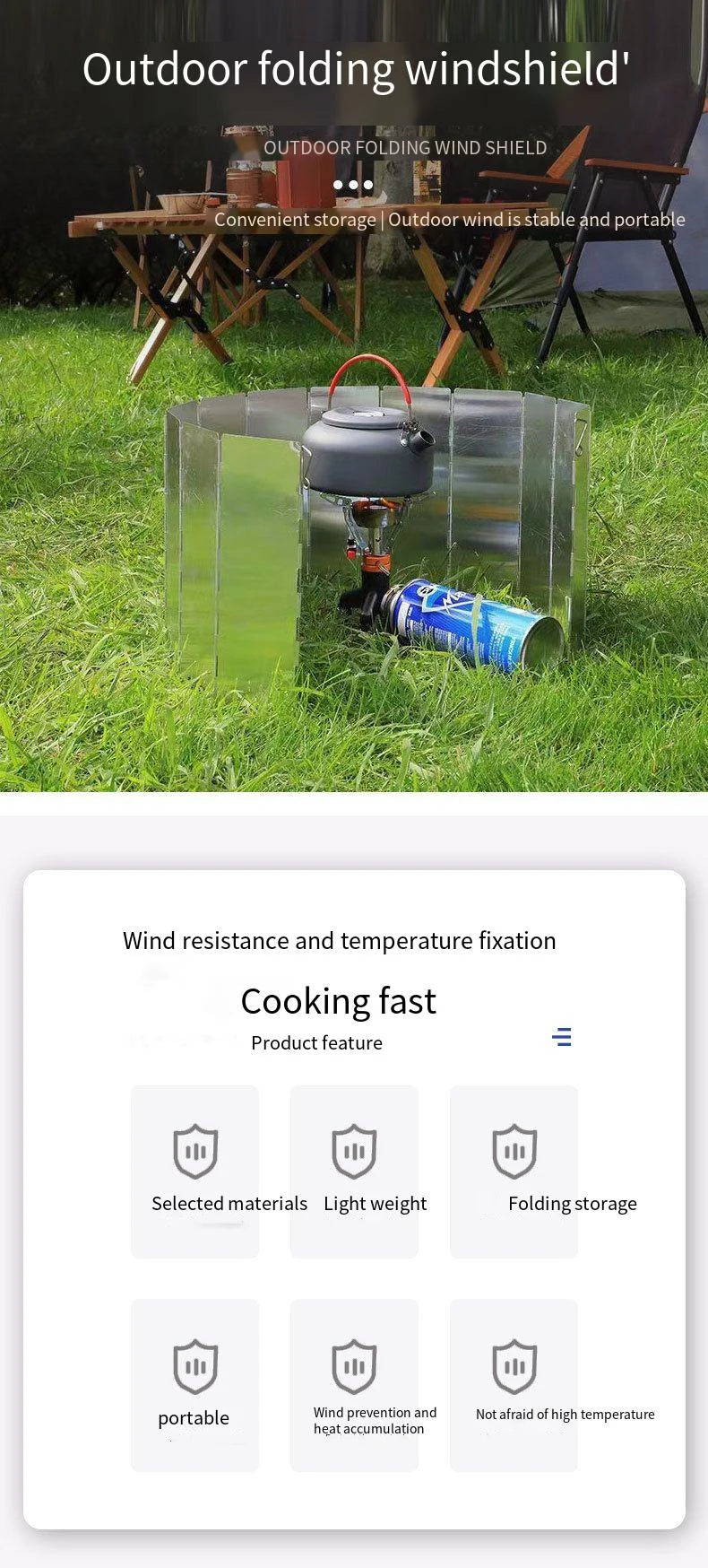 8/10 PCS Foldable Gas Stove Windshield – Portable Windproof Screen