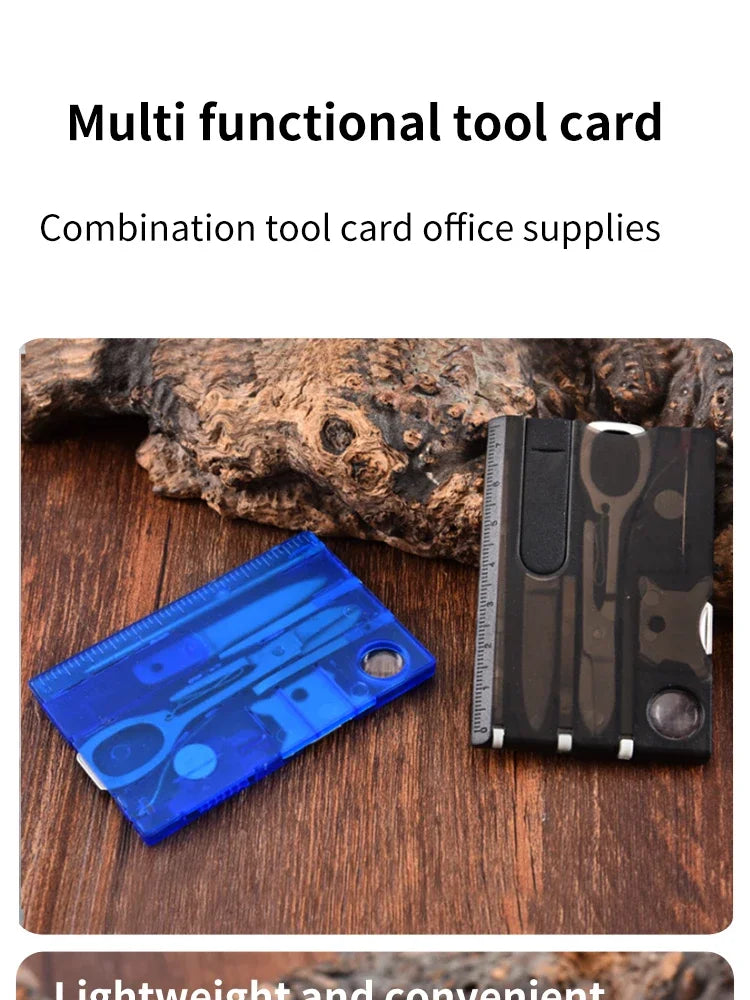 Multifunctional Survival Tool Card – Camping Knife & Lamp Set.