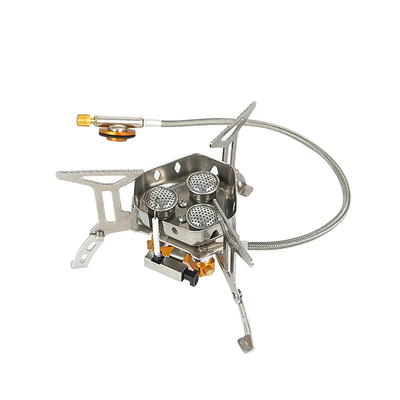 Portable 3-Head Camping Stove – Foldable Windproof Gas Burner