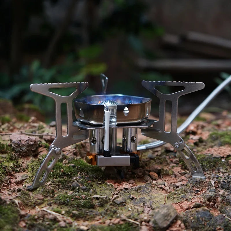 Portable 3-Head Camping Stove – Foldable Windproof Gas Burner