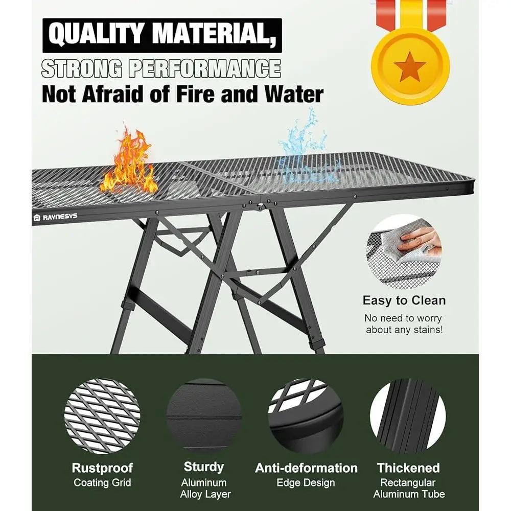 Foldable Height-Adjustable Aluminum Grill Table