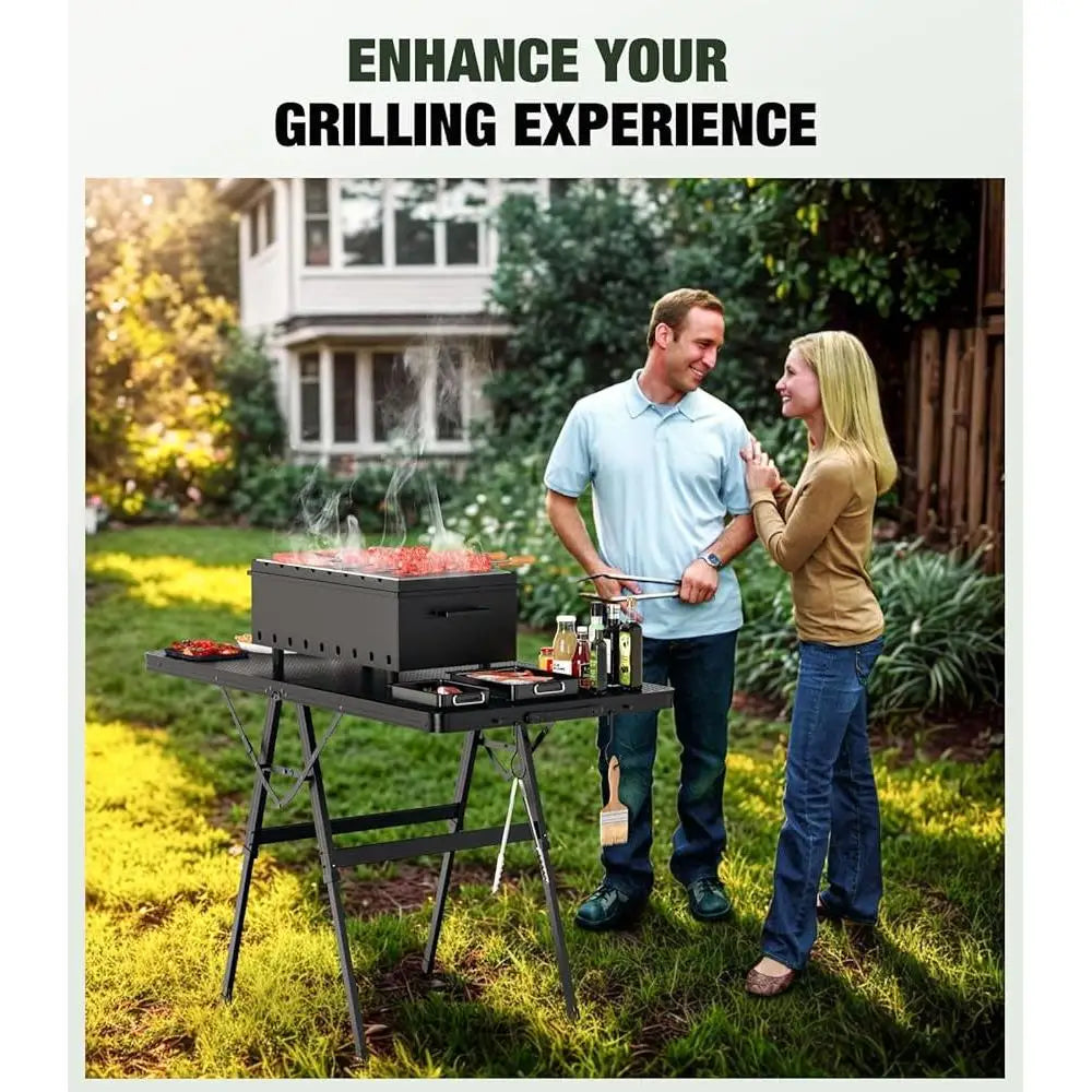 Foldable Height-Adjustable Aluminum Grill Table