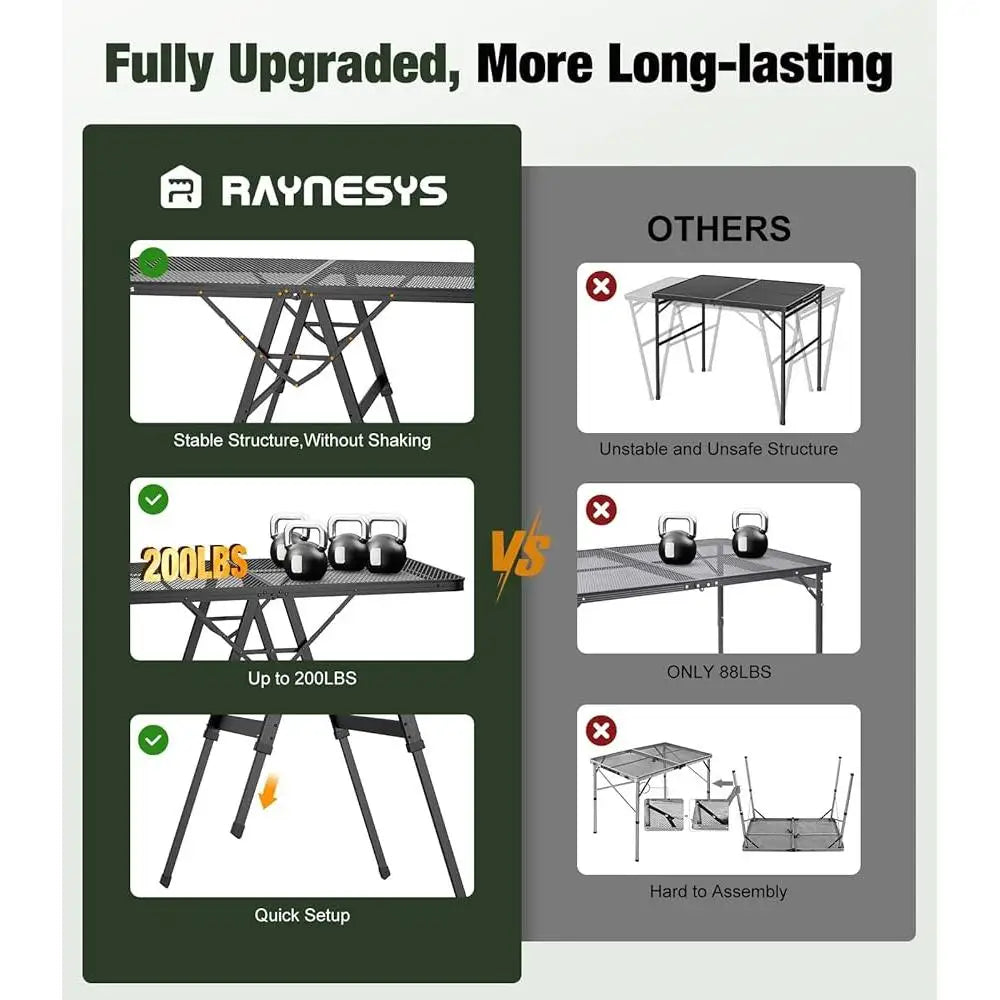 Foldable Height-Adjustable Aluminum Grill Table