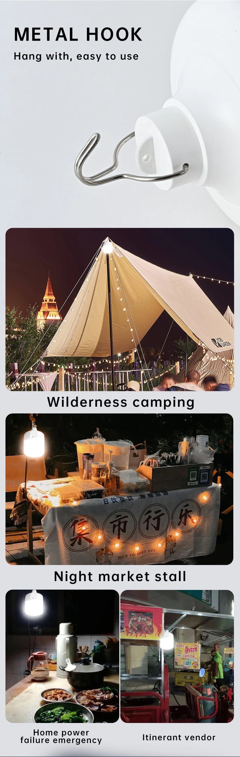 USB Rechargeable Waterproof Camping Light Bulb