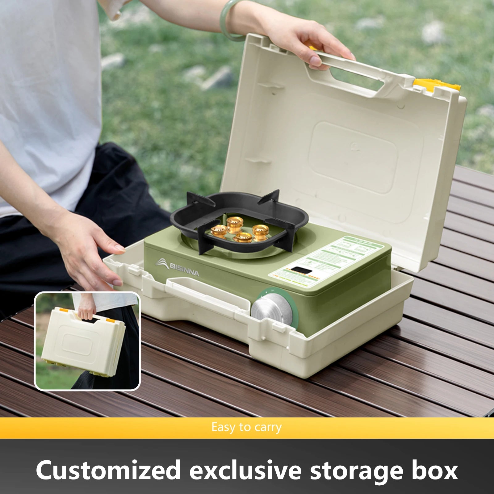 BISINNA Campi    BISINNA 5800W Portable Camping Gas Stove – High Firepower Burnerng Gas Stove 5800W High Firepower Outdoor Portable Cassette Burner for Picnic Hiking Trekking