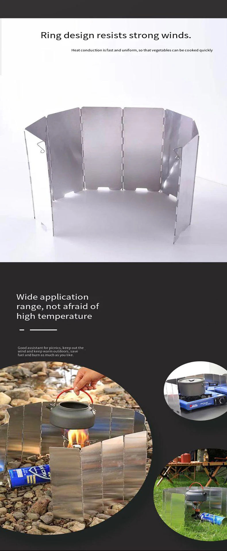 8/10 PCS Foldable Gas Stove Windshield – Portable Windproof Screen