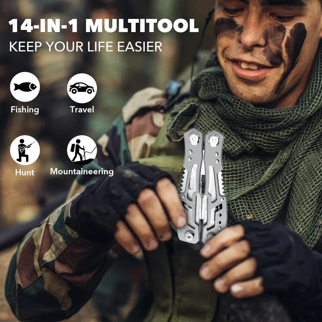 Multi-Tool Folding Knife – EDC Pliers & Scissors for Outdoor Survival