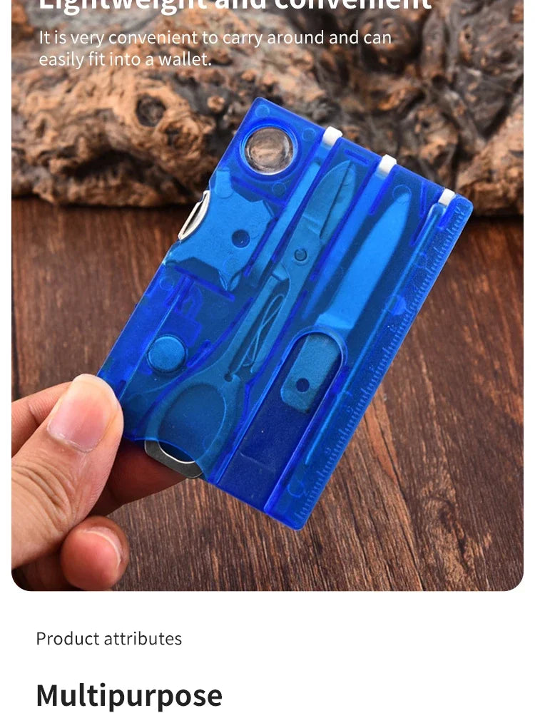 Multifunctional Survival Tool Card – Camping Knife & Lamp Set.