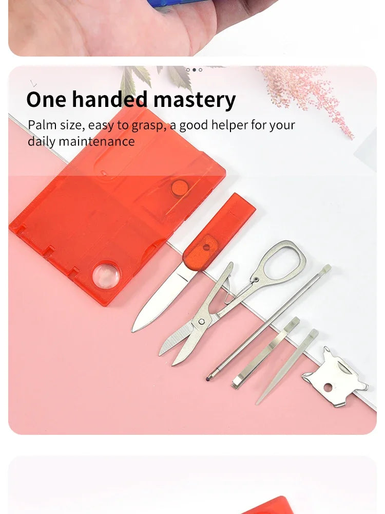 Multifunctional Survival Tool Card – Camping Knife & Lamp Set.