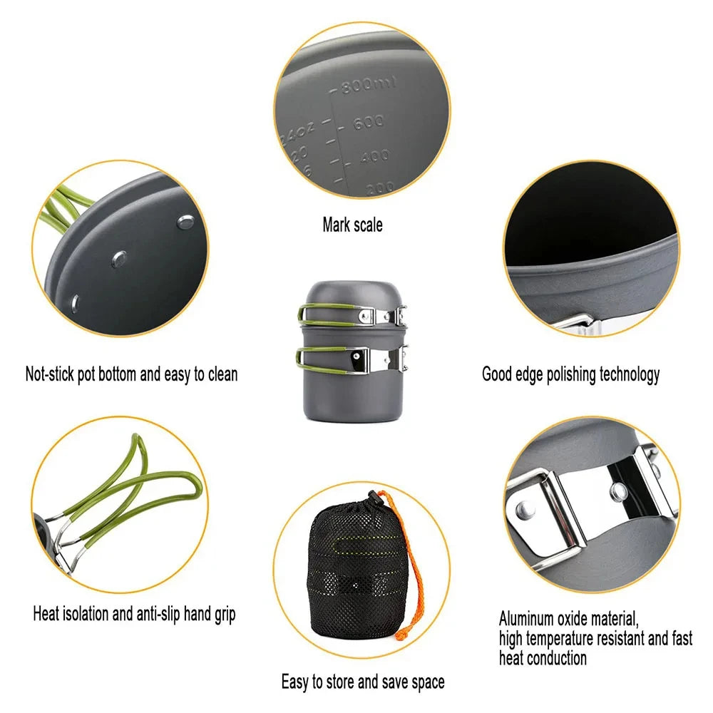 Portable Camping Cookware Set – Outdoor Cooking Tableware