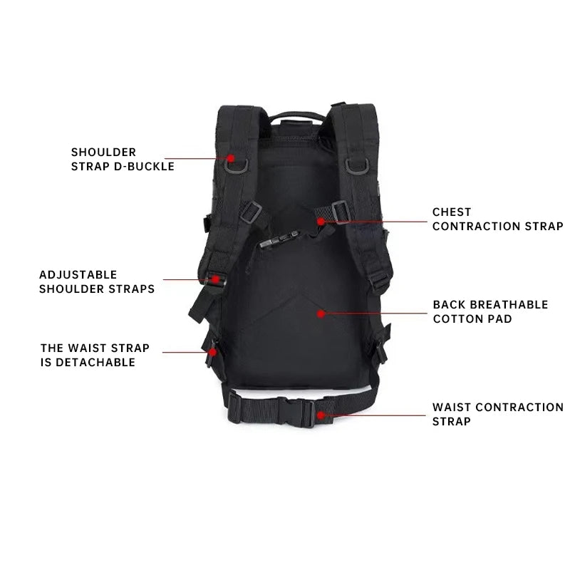 Outdoor Tactical Hiking Backpack – 3P Multi-Functional Travel Bag