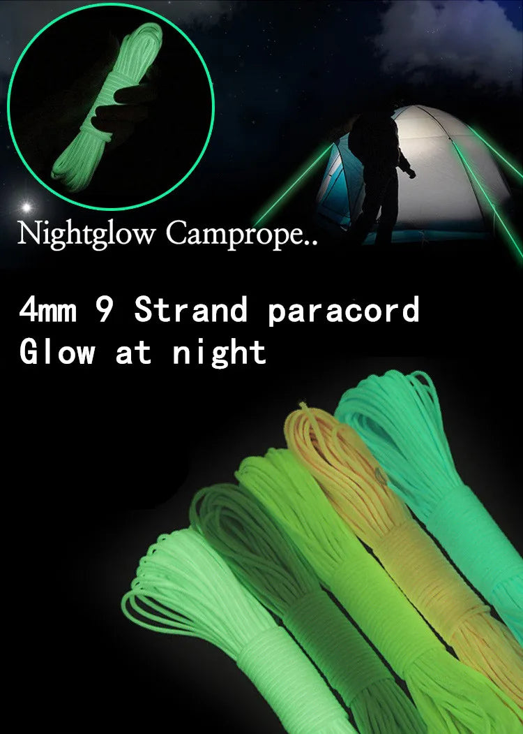 4mm Luminous Nylon Paracord 550 Tent Rope