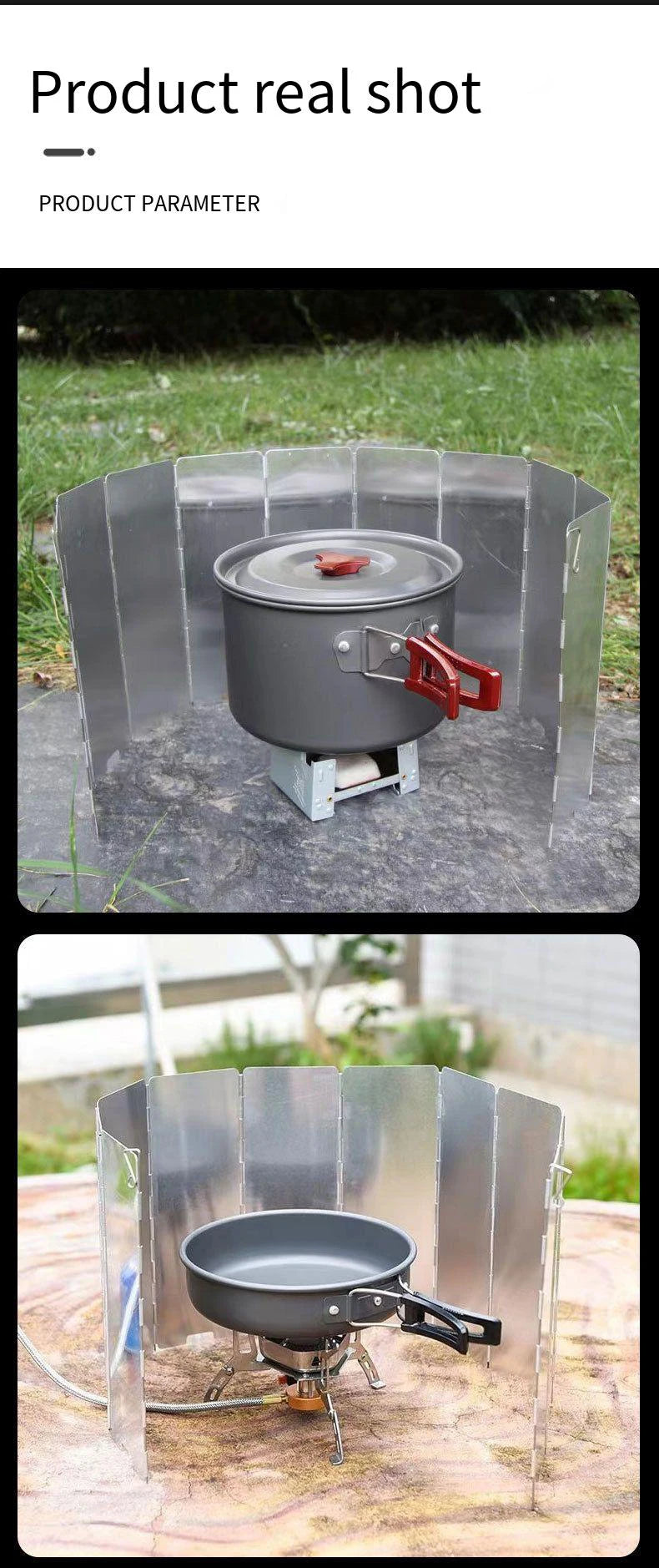 8/10 PCS Foldable Gas Stove Windshield – Portable Windproof Screen