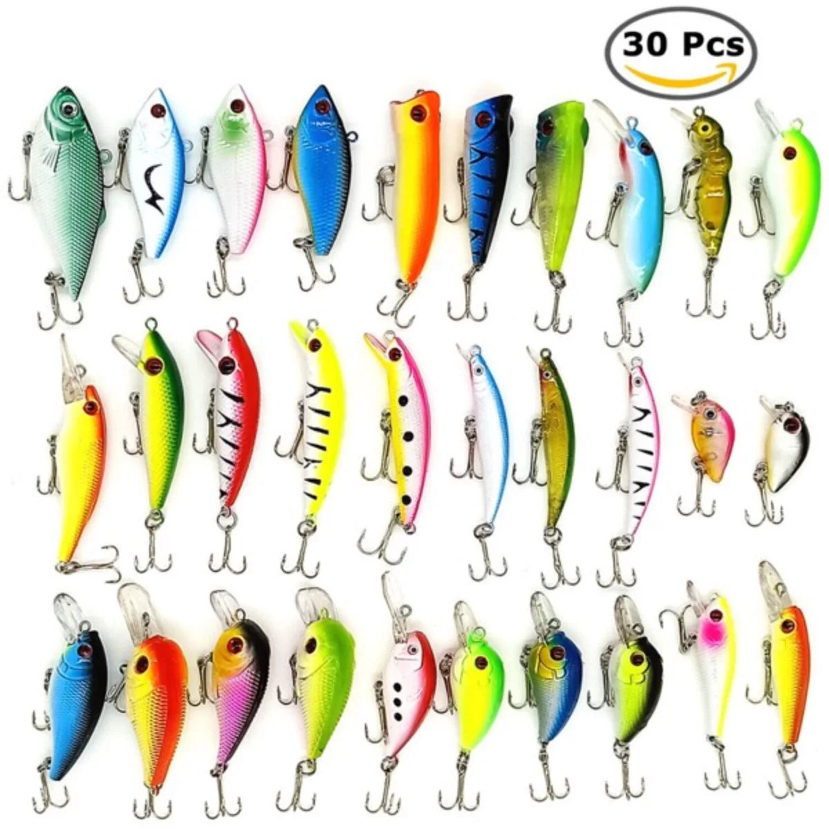 30PCS Fishing Lures Set – Crankbaits, Minnow Baits & Bass Hooks