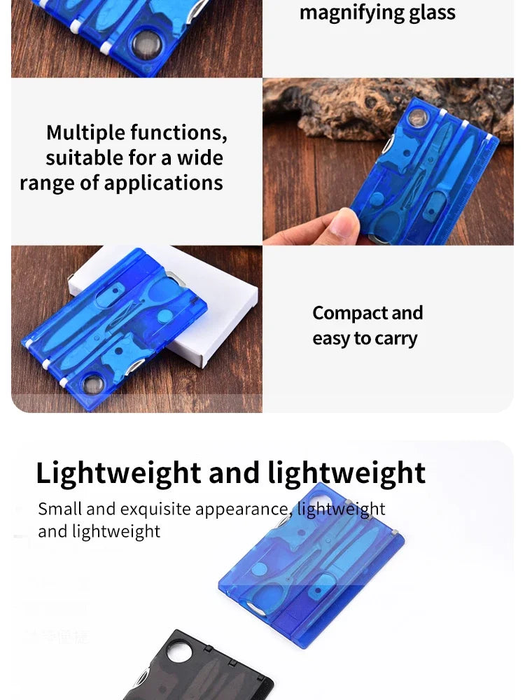 Multifunctional Survival Tool Card – Camping Knife & Lamp Set.