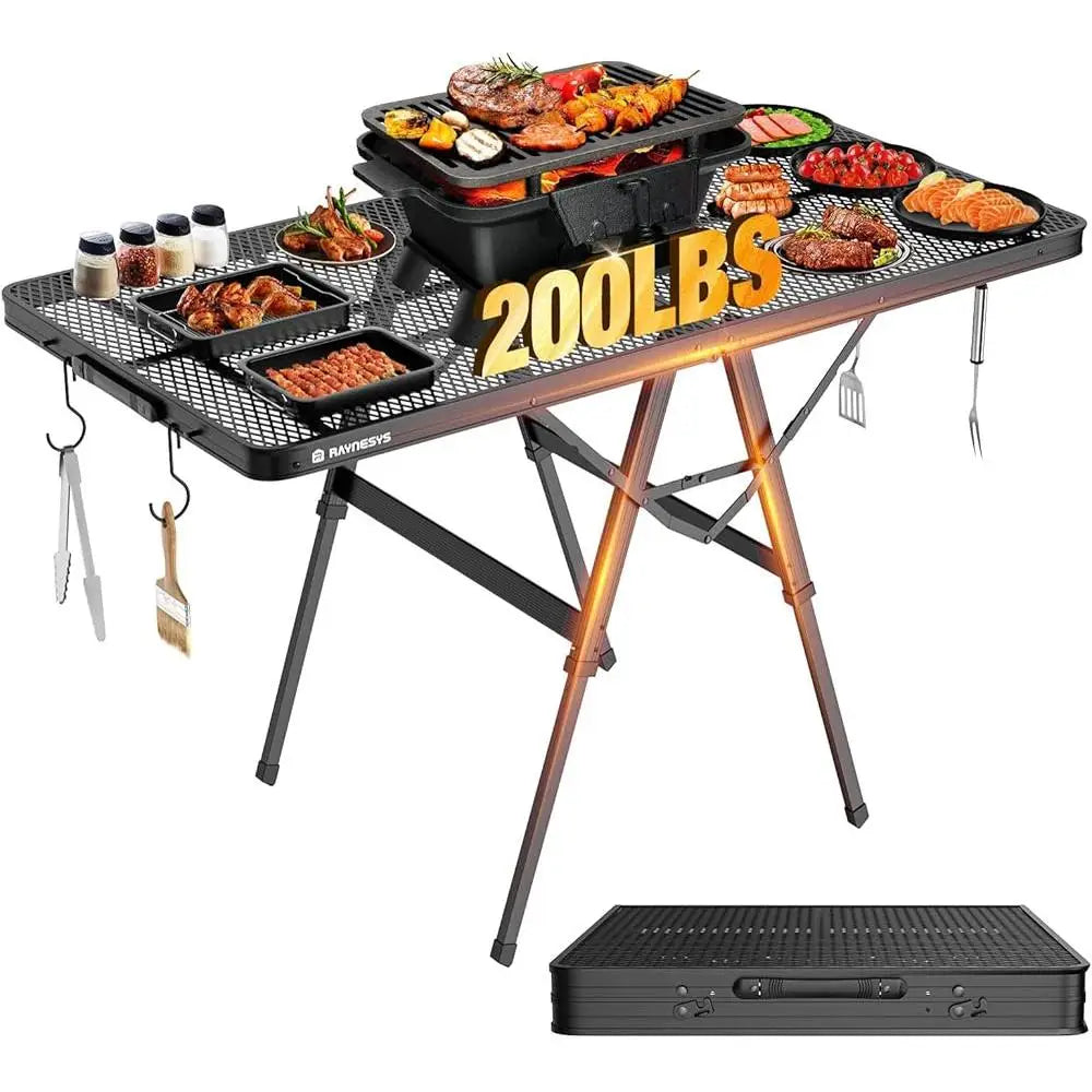 Foldable Height-Adjustable Aluminum Grill Table