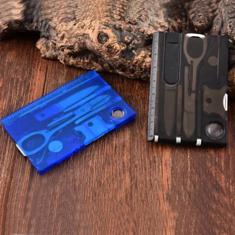 Multifunctional Survival Tool Card – Camping Knife & Lamp Set.