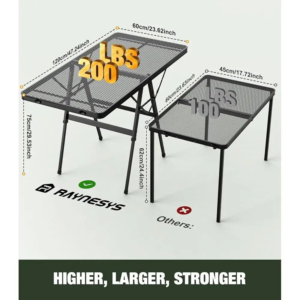 Foldable Height-Adjustable Aluminum Grill Table