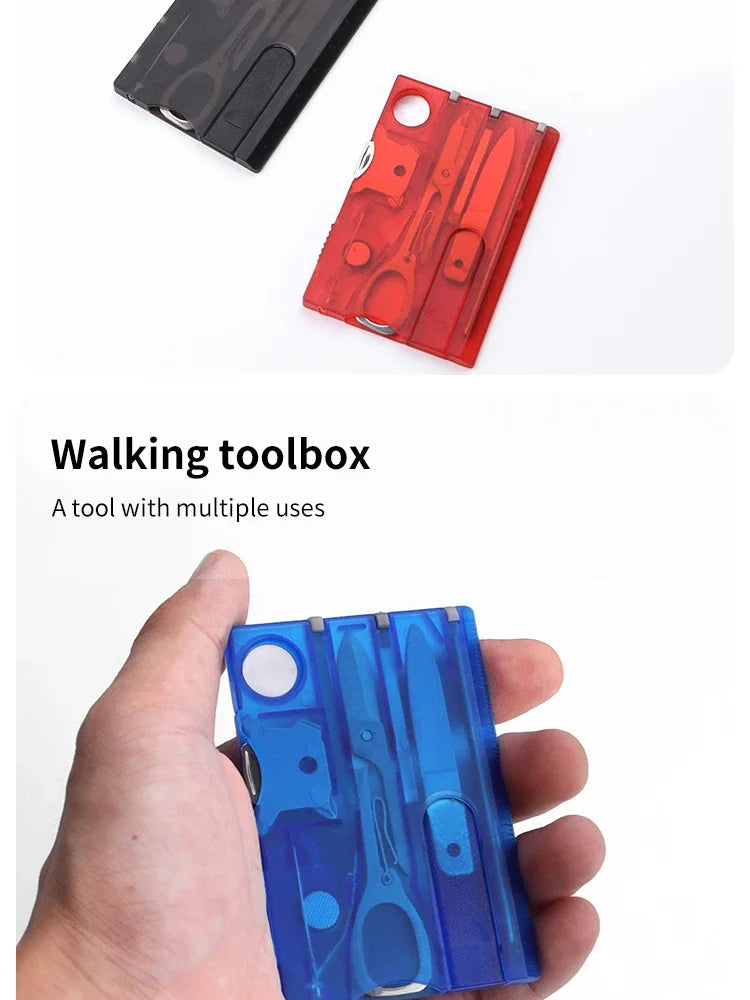 Multifunctional Survival Tool Card – Camping Knife & Lamp Set.