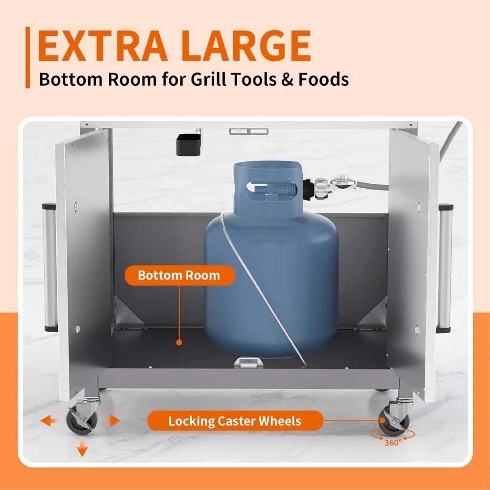 4-Burner Propane Gas BBQ Grill with Side Burner & Cast Iron Grates