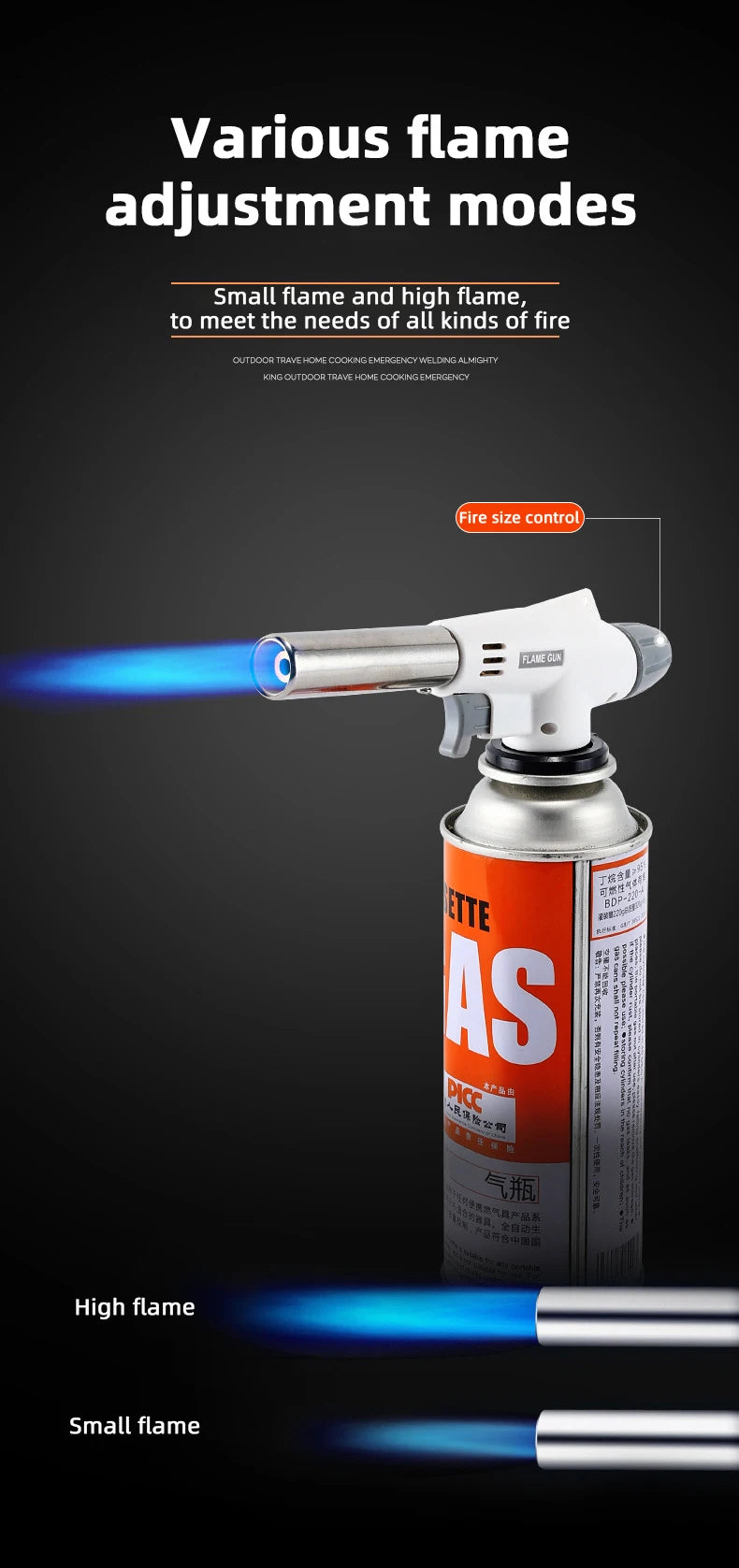 Butane Flame Gun Torch – Auto Ignition Gas Burner for BBQ & Camping