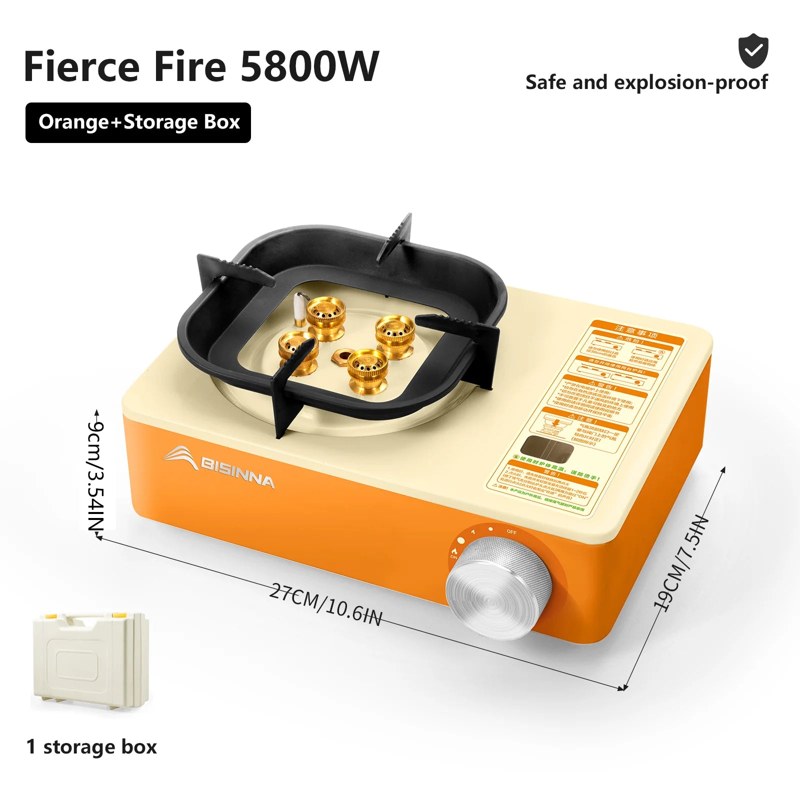 BISINNA Campi    BISINNA 5800W Portable Camping Gas Stove – High Firepower Burnerng Gas Stove 5800W High Firepower Outdoor Portable Cassette Burner for Picnic Hiking Trekking