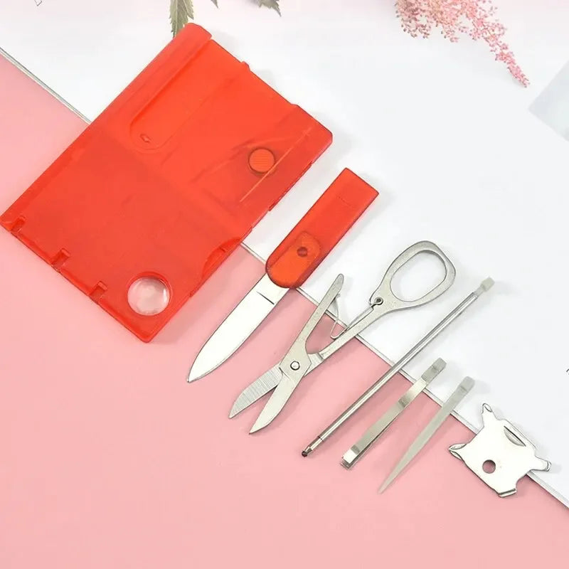 Multifunctional Survival Tool Card – Camping Knife & Lamp Set.