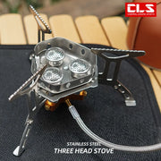 Portable 3-Head Camping Stove Foldable Windproof Gas Burner BlueDogVentureCo Portable 3-Head Camping Stove Foldable Windproof Gas Burner BlueDogVentureCo