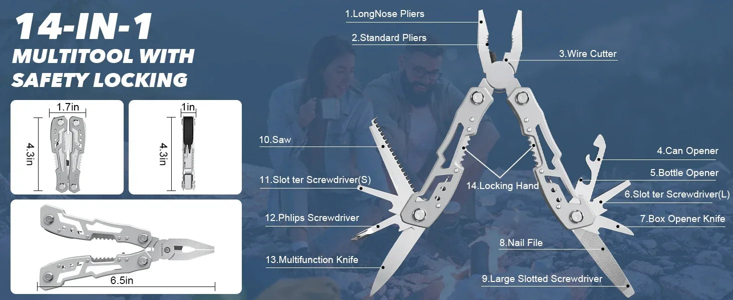 Multi-Tool Folding Knife – EDC Pliers & Scissors for Outdoor Survival